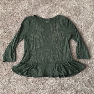 Loft 3/4 sleeved shirt! Olive green with overlay!